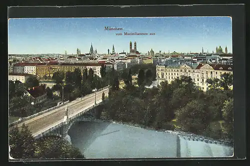 AK München, Panoramablick vom Maximilianeum