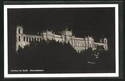 AK München, Maximilianeum bei Nacht