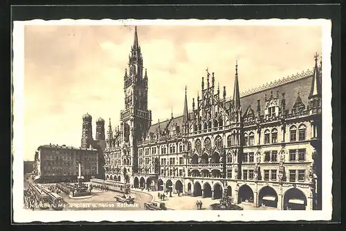 AK München, Neues Rathaus am Marienplatz