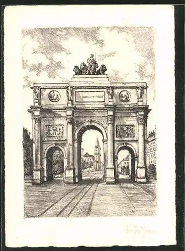 Künstler-AK München, am Siegestor