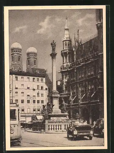 AK München, Marienplatz mit Mariensäule