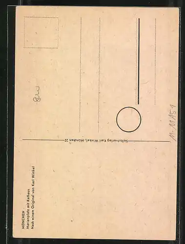 Künstler-AK München, Marienplatz mit Rathaus