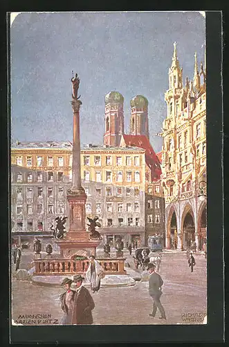 Künstler-AK Richard Wagner: München, am Marienplatz