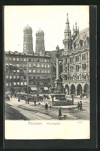 AK München, Marienplatz mit Mariensäule