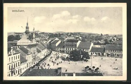 AK Sedlcany, Panorama mit Marktplatz