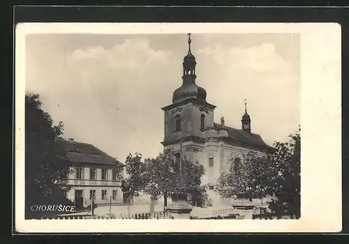 AK Chorusice, Partie an der Kirche