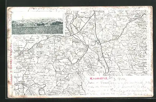 AK Kromeriz, Panorama und Landkarte