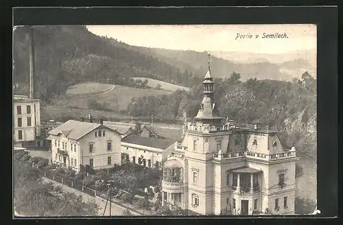 AK Semil / Semily, Teilansicht aus der Vogelschau