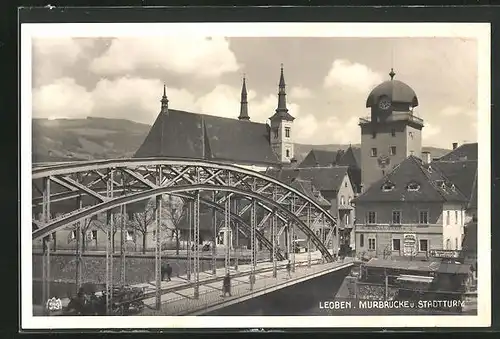 AK Leoben, Murbrücke und Stadtturm