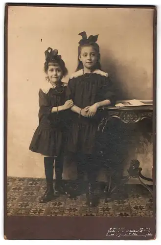 Fotografie Emil Hoffmann Nachf., Dresden, Borsebergstrasse 1, Portrait zwei Mädchen in hübschen Kleidern