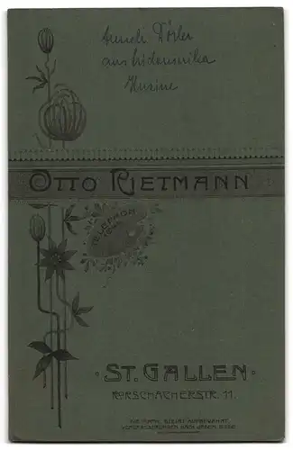 Fotografie Otto Rietmann, St. Gallen, Rorschacherstrasse 11, Portrait junge Dame im hübschen Kleid