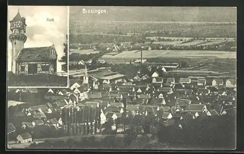 AK Bissingen, Generalansicht der Stadt, Haus Teck