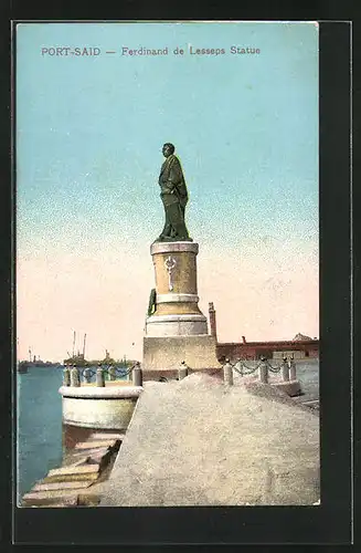 AK Port-Said, Ferdinand de Lesseps Statue