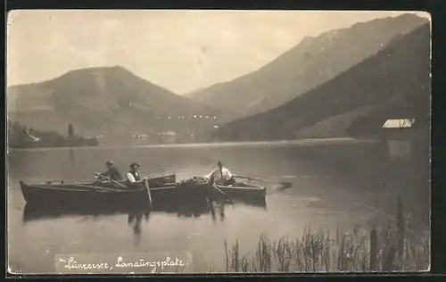 Foto-AK Lunz, Ruderboote am Landungsplatz des Lunzersee