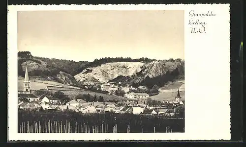 AK Gumpoldskirchen, Blick zum Ort mit Kirchturm