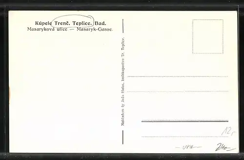 AK Trencianské Teplice, Masaryk-Gasse