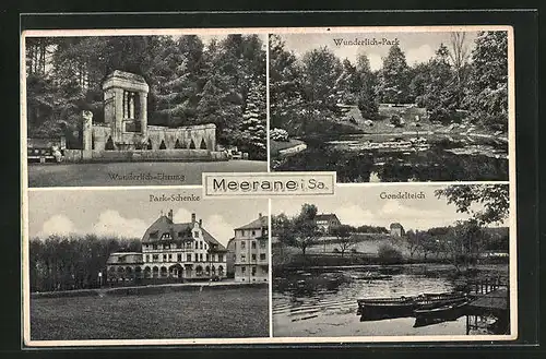 AK Meerane i. Sa., Gasthaus Park-Schenke, Gondelteich, Wunderlich-Ehrung