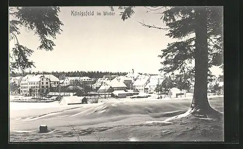 AK Königsfeld, Totalansicht im Winter