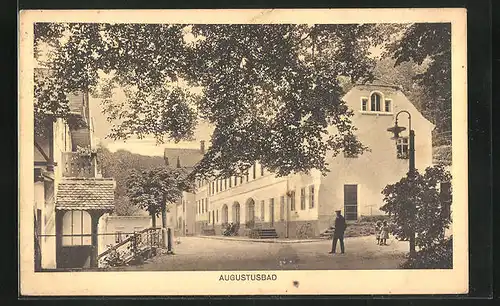 AK Augustusbad, Strassenpartie im Kurort