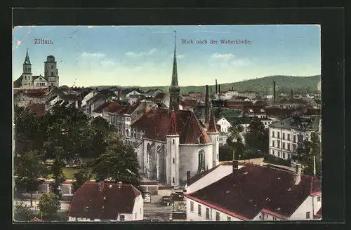 AK Zittau, Blick nach der Weberkirche