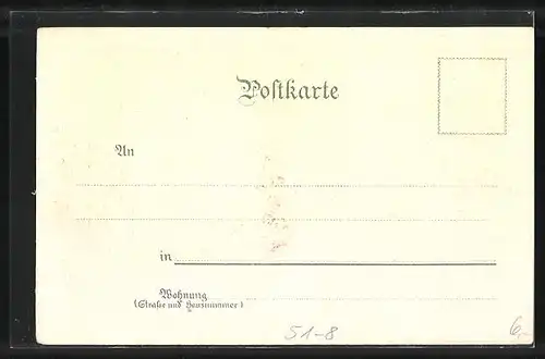 Lithographie Gruss aus dem Schwarzwald, Mann mit Tabakpfeife in Tracht