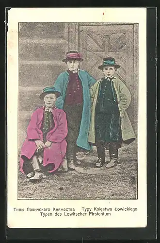 AK Typen des Lowitscher Firstentum, polnische Kinder mit Hüten