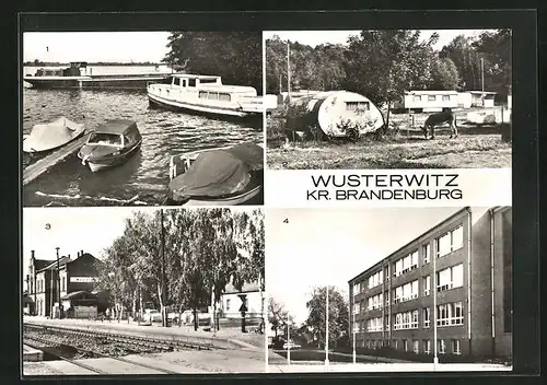 AK Wusterwitz /Kr. Brandenburg, Am Grossen Wusterwitzer See, Campingplatz, Bahnhof