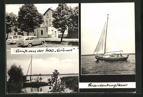AK Brandenburg /Havel, HOG Gränert, Segelboot, Uferpartie