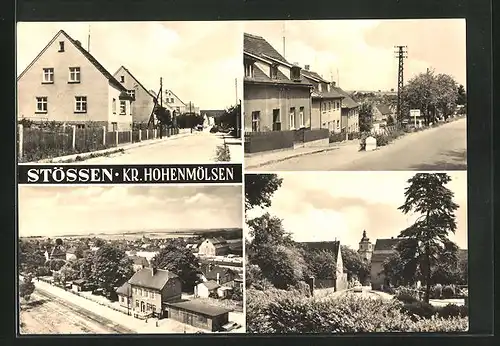AK Stössen /Kr. Hohenmölsen, Strassenpartien mit Gebäudeansichten