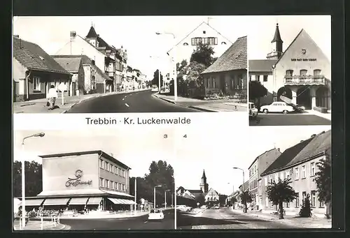 AK Trebbin /Kr. Luckenwalde, Konsum Treffpunkt, Rathaus, Bahnhofstrsse