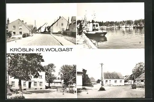 AK Kröslin /Kr. Wolgst, Konsum-Gaststätte, Bahnhofstrasse Hafen in Freest