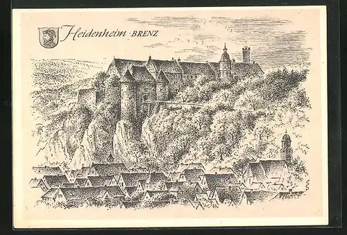 Künstler-AK Heidenheim a. d. Brenz /Baden Württemberg, Burg
