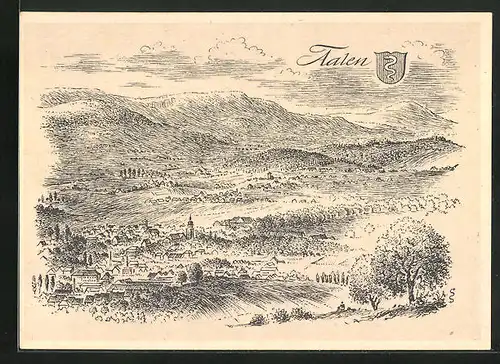 Künstler-AK Aalen /Baden Württemberg, Teilansicht