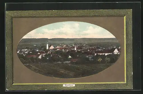 Passepartout-AK Mindelheim, Panorama der Ortschaft