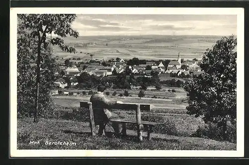 AK Berolzheim, Herr auf Parkbank betrachtet das Panorama
