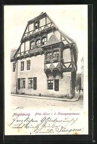 AK Magdeburg, altes Haus in der Kreuzgangstrasse