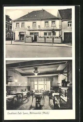 AK Mittenwalde / Mark, Konditorei-Cafe Sparr Innen - und Aussenansicht Yorckstrasse 55