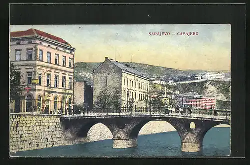 AK Sarajewo, Ortspartie mit Brücke