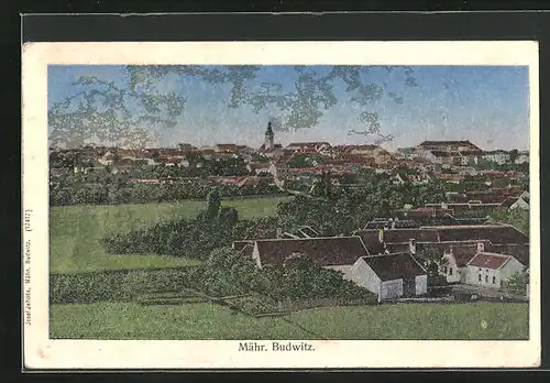 AK Mährisch Budwitz, Panoramablick auf die Ortschaft