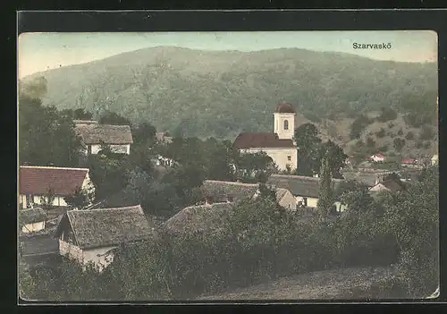 AK Szarvaskö, Ortspartie mit Kirche