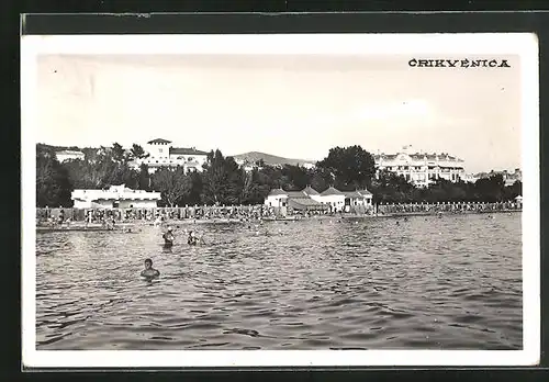 AK Crikvenica, Blick auf den Badestrand mit Hotel`s