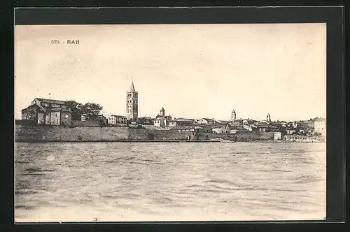 AK Rab, Blick zur Stadt mit Kirchturm