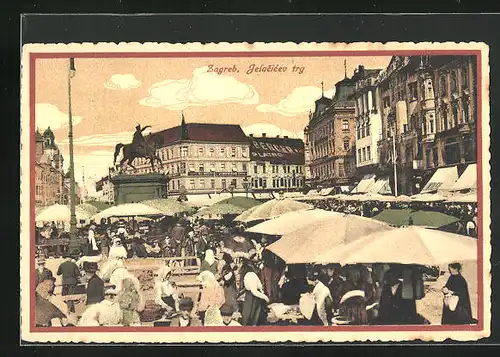 AK Zagreb, Jelacicev trg, Marktstände