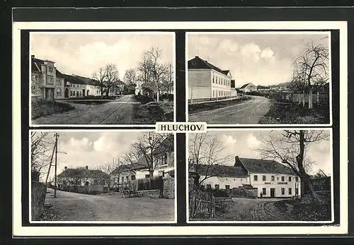 AK Hluchov, Gasthaus, Gehöft, Strasse zur Kirche