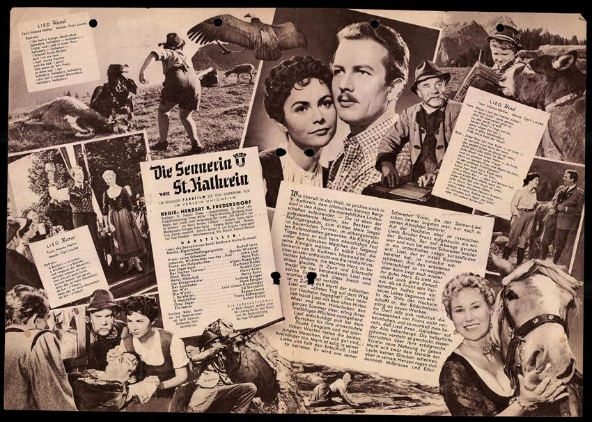 Filmprogramm IFB Nr. 3047, Die Sennerin von St. Kathrein, Rudolf Lenz, Gerda Wiedner, Regie Filmprogramm IFB Nr. 3047, Die Sennerin von St. Kathrein, Rudolf Lenz, Gerda Wiedner, Regie