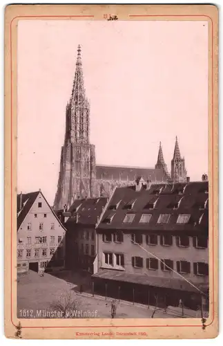 Fotografie Lautz, Darmstadt, Ansicht Münster, Weinhof mit Bierbrauerei Friedr. Bohringer und Blick auf Lambertikirche