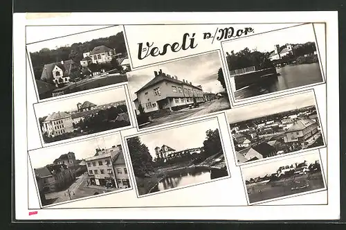 AK Veseli n. Mor., Strassenpartie mit Geschäften, Gebäudeanicht, Ortspartie