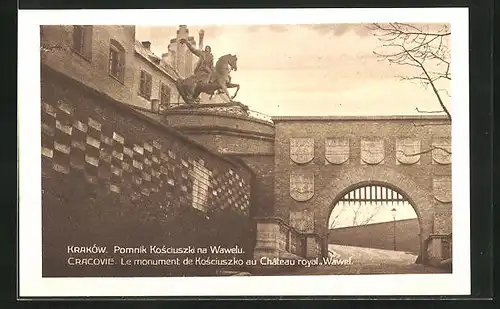 AK Krakau-Krakow, Pomnik Kosciuszki na Wawelu