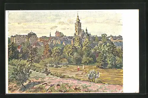 Künstler-AK Pribor, Pohled od vychodu