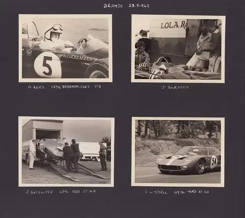 Fotoalbum 93 Fotografien Auto - & Motorradrenen Brands Hatch - Crystal Palace, 1966-69 Porsche, Norton, Triumph, Ferrari